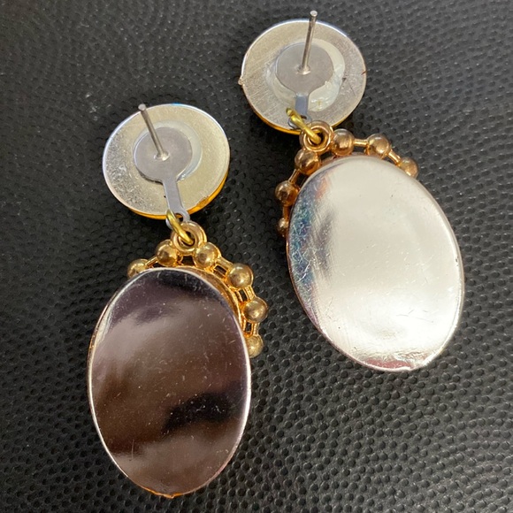 Vintage Acrylic Orange dangling pierced Earrings - Picture 3 of 5